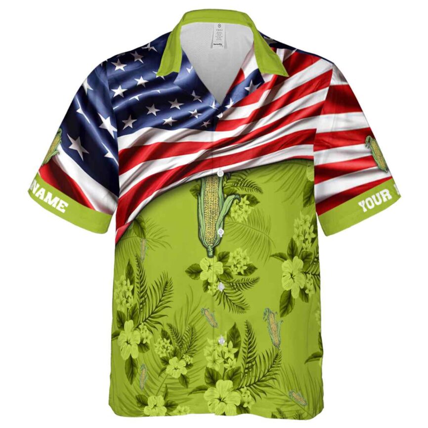 Custom Corn US Flag Themed Hawaiian Shirt Fashion forward