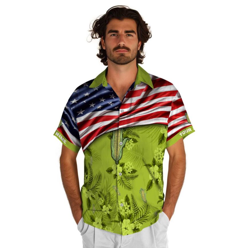 Custom Corn US Flag Themed Hawaiian Shirt New Arrival