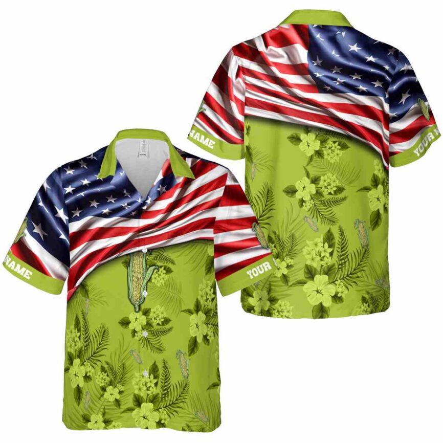 Custom Corn US Flag Themed Hawaiian Shirt Premium grade