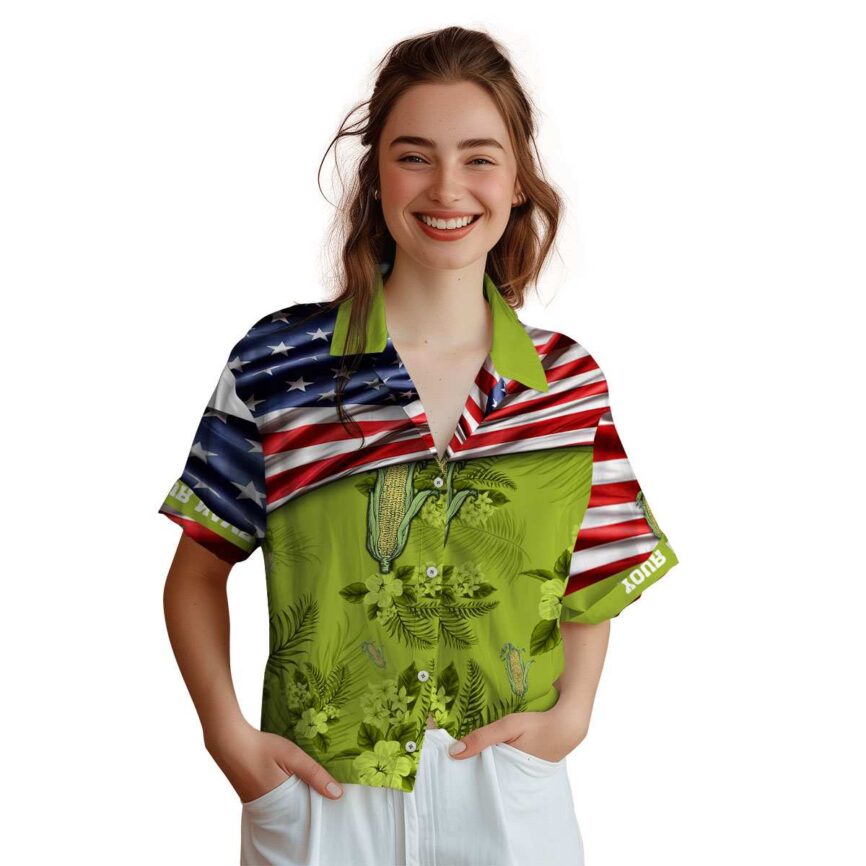 Custom Corn US Flag Themed Hawaiian Shirt Top rated