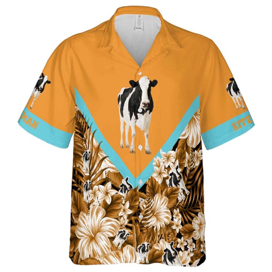 Custom Cow Bold Floral Number Hawaiian Shirt Fashion forward