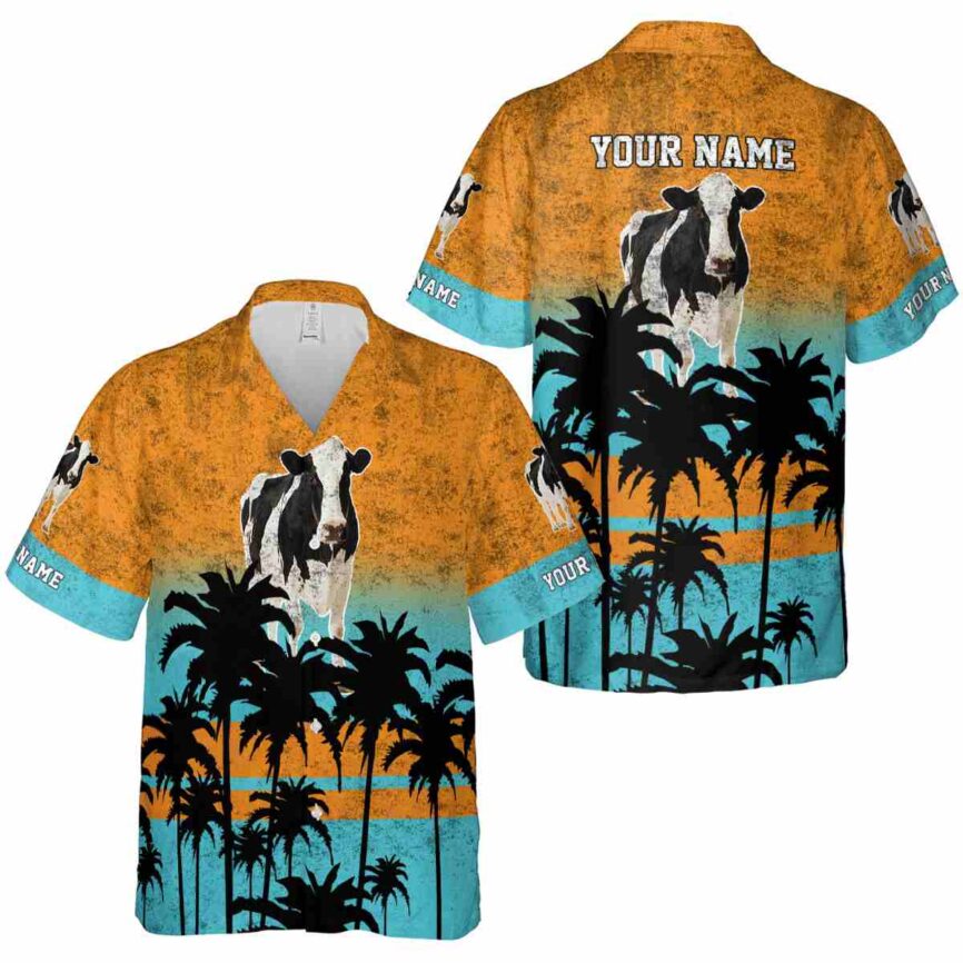 Custom Cow Sunset Gradient Hawaiian Shirt Premium grade