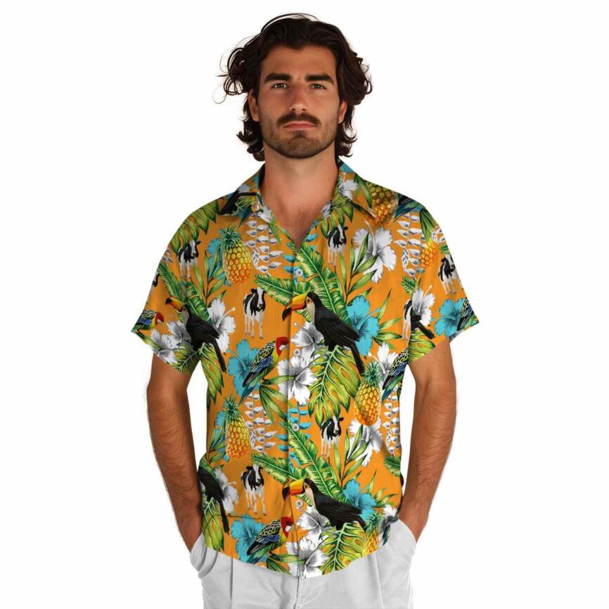 Custom Cow Toucan Bird Hawaiian Shirt New Arrival