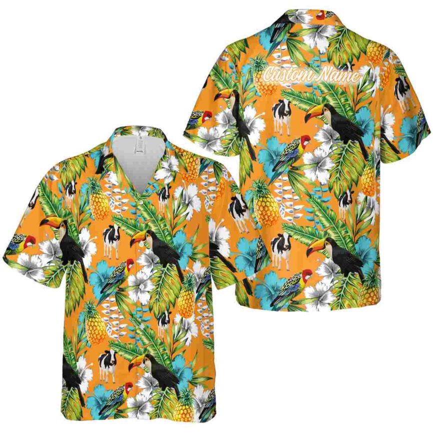 Custom Cow Toucan Bird Hawaiian Shirt Premium grade