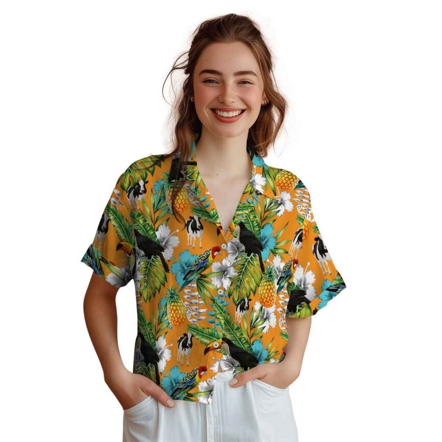 Custom Cow Toucan Bird Hawaiian Shirt Top rated