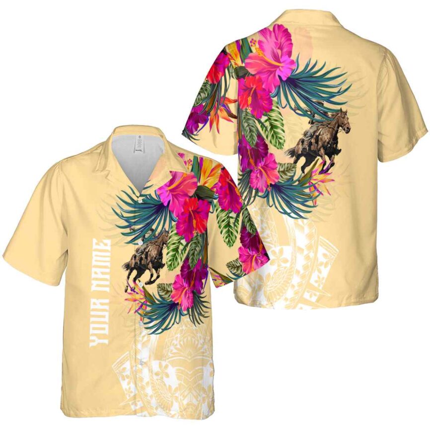 Custom Cowboy Polynesian Flowers Hawaiian Shirt Premium grade