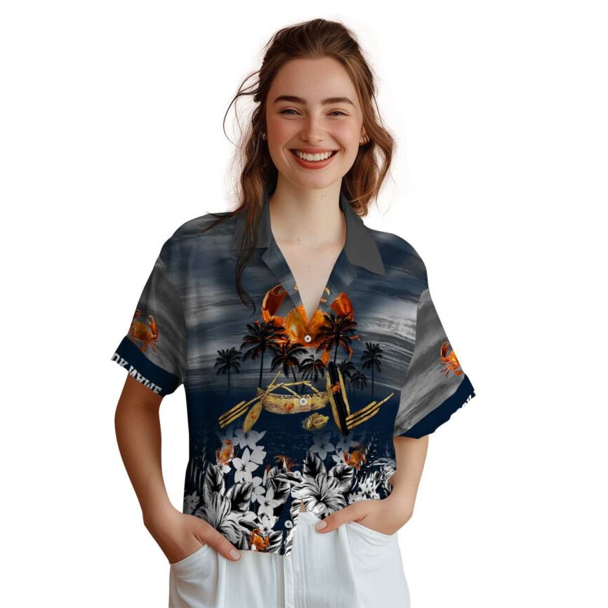 Custom Crab Sunset Beach Canoe Hawaiian Shirt Top rated