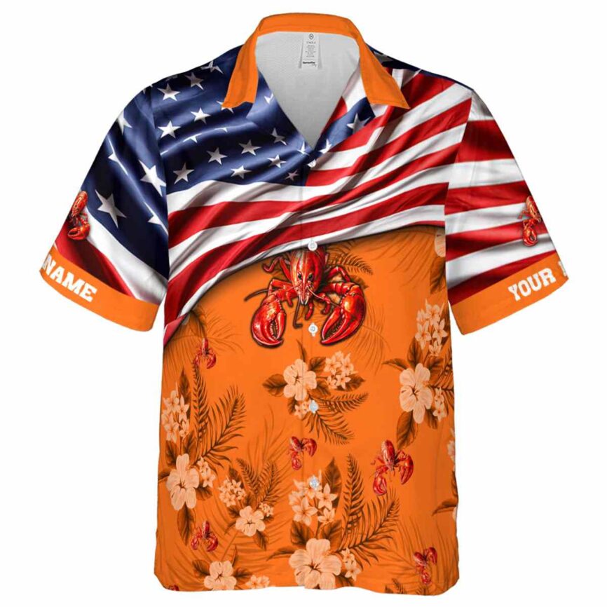 Custom Crawfish US Flag Themed Hawaiian Shirt Fashion forward