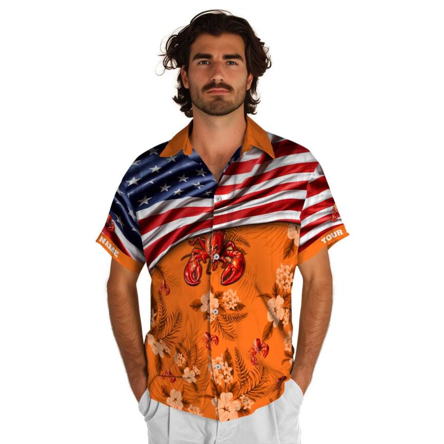 Custom Crawfish US Flag Themed Hawaiian Shirt New Arrival