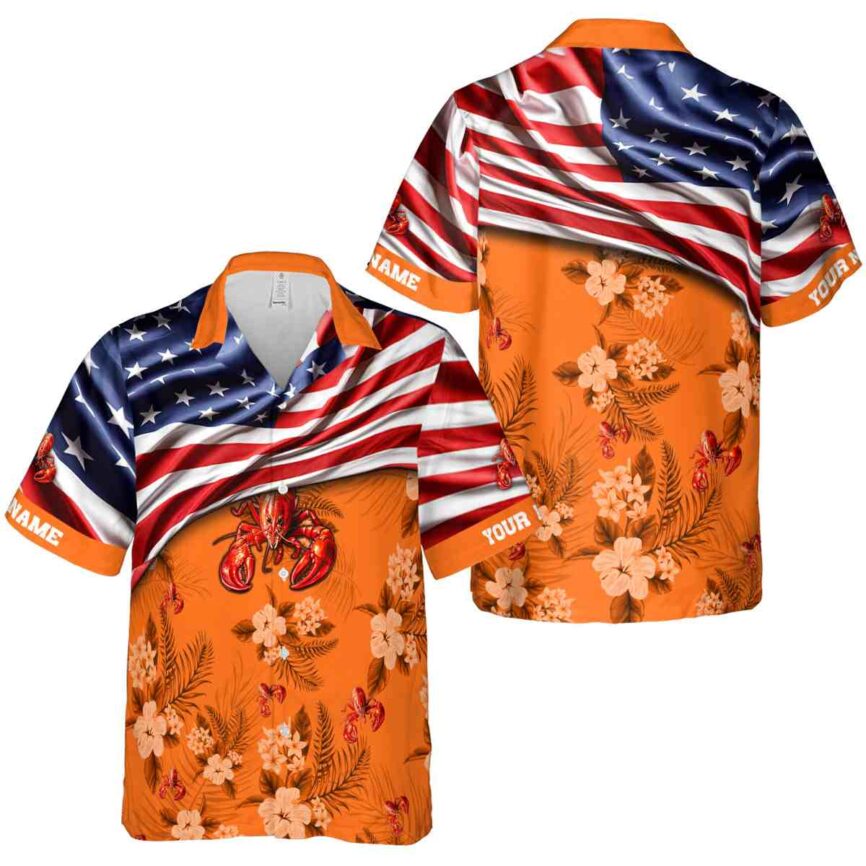 Custom Crawfish US Flag Themed Hawaiian Shirt Premium grade