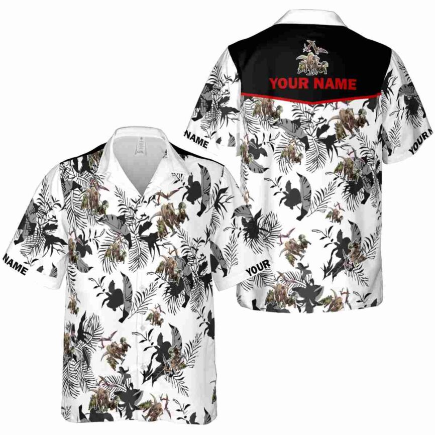 Custom Dinosaur Leafy Accents Hawaiian Shirt Premium grade