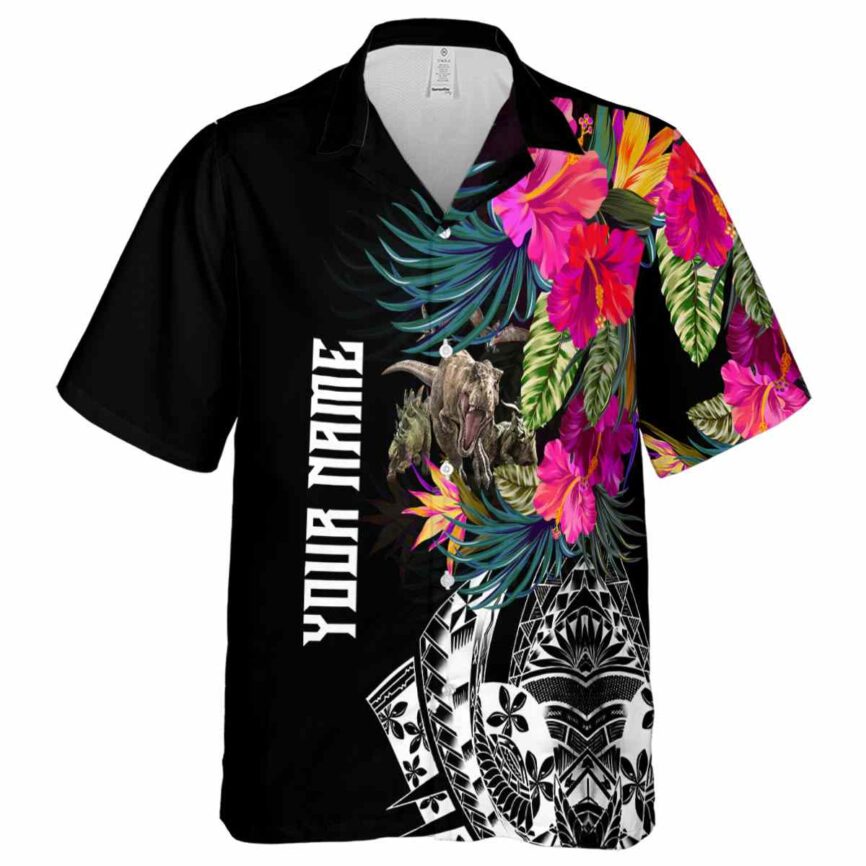 Custom Dinosaur Polynesian Flowers Hawaiian Shirt Fashion forward