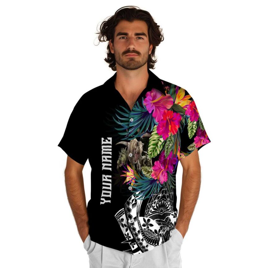 Custom Dinosaur Polynesian Flowers Hawaiian Shirt New Arrival