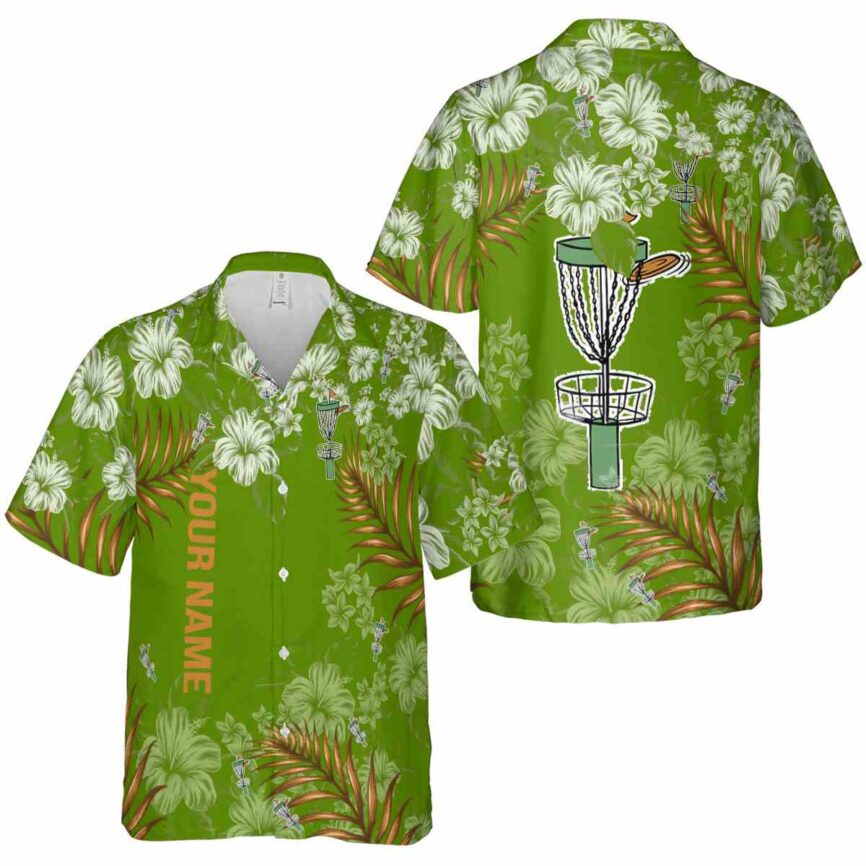 Custom Disc Golf Hibiscus Pattern Hawaiian Shirt Premium grade