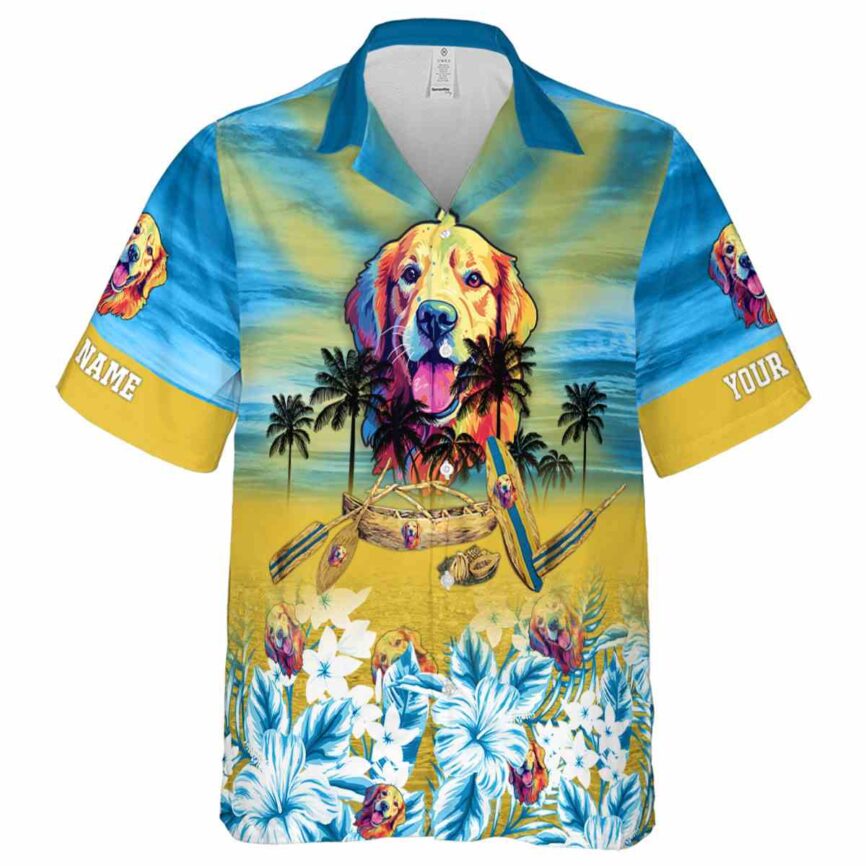 Custom Dog Sunset Beach Canoe Hawaiian Shirt Fashion forward