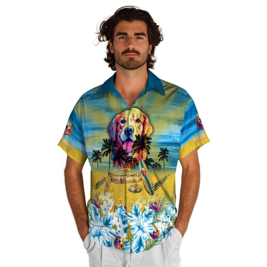 Custom Dog Sunset Beach Canoe Hawaiian Shirt New Arrival