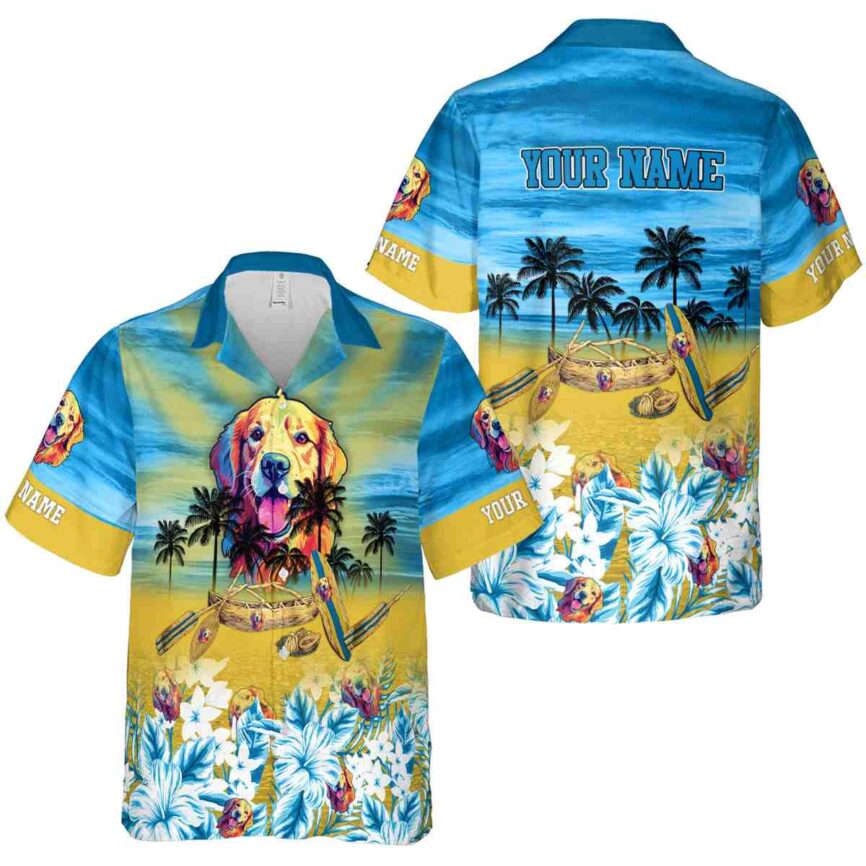 Custom Dog Sunset Beach Canoe Hawaiian Shirt Premium grade