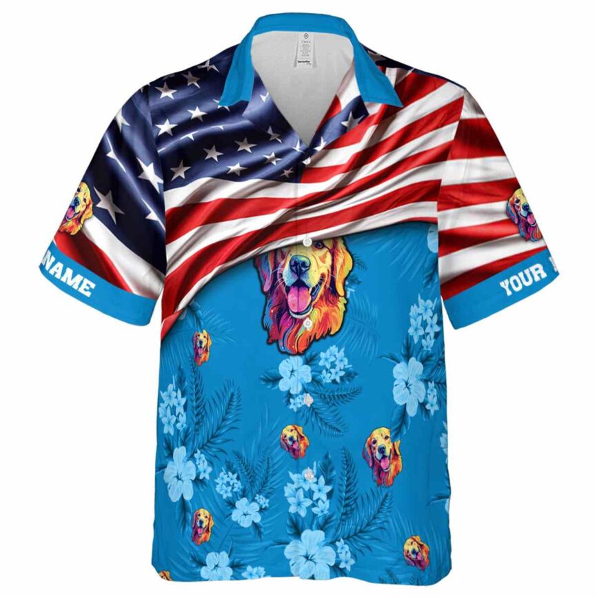 Custom Dog US Flag Themed Hawaiian Shirt Fashion forward