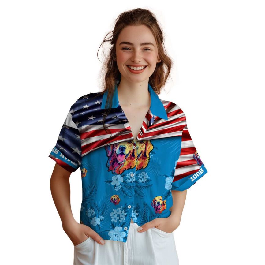 Custom Dog US Flag Themed Hawaiian Shirt Top rated