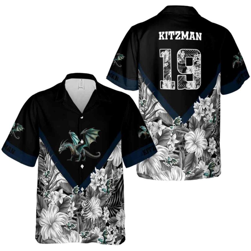 Custom Dragon Bold Floral Number Hawaiian Shirt Premium grade