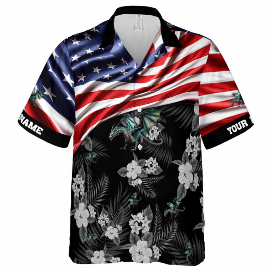 Custom Dragon US Flag Themed Hawaiian Shirt Fashion forward