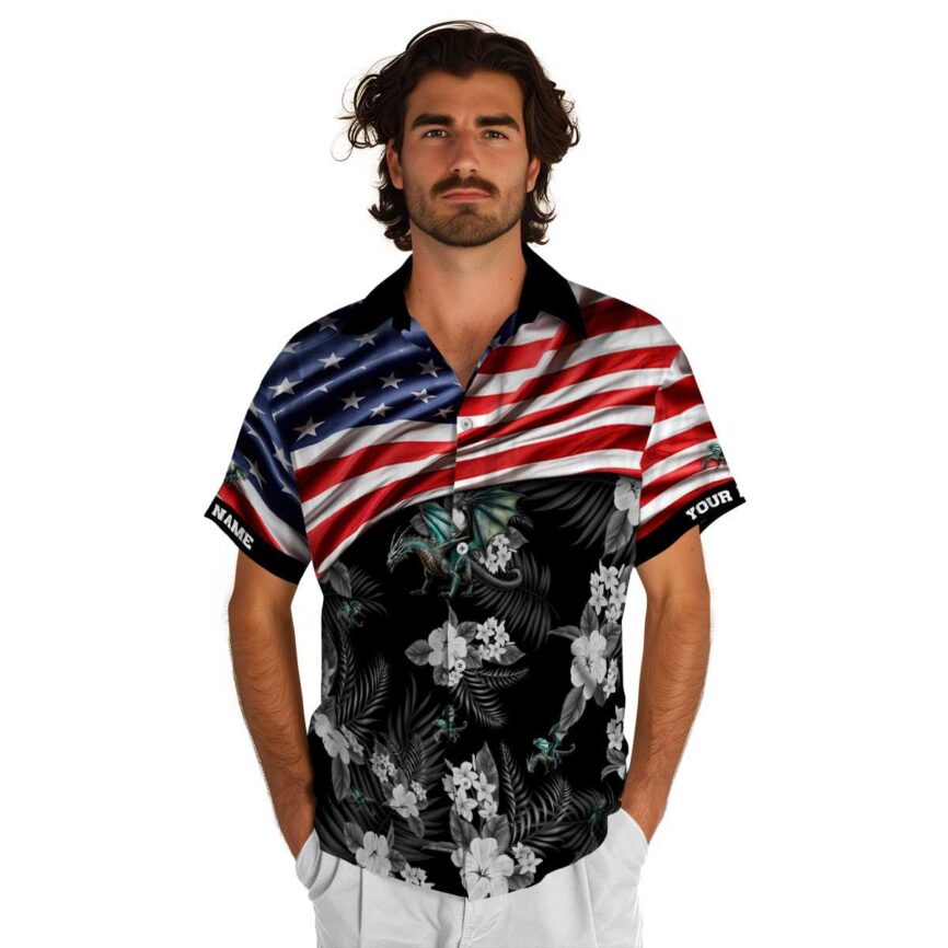 Custom Dragon US Flag Themed Hawaiian Shirt New Arrival