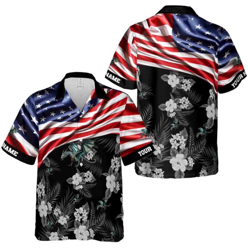 Custom Dragon US Flag Themed Hawaiian Shirt Premium grade