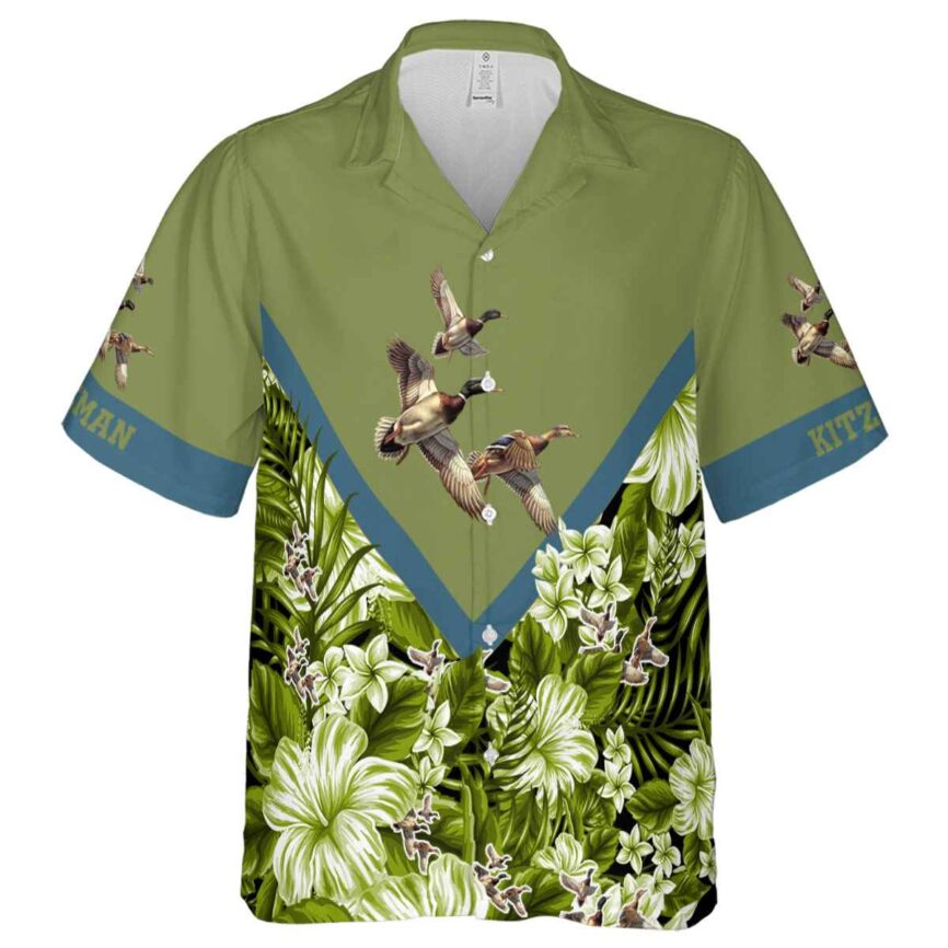 Custom Duck Bold Floral Number Hawaiian Shirt Fashion forward