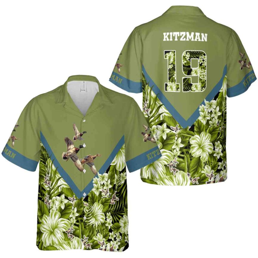 Custom Duck Bold Floral Number Hawaiian Shirt Premium grade