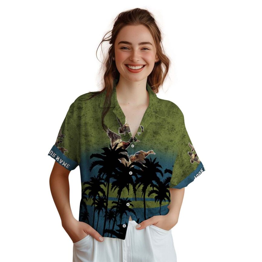 Custom Duck Sunset Gradient Hawaiian Shirt Top rated