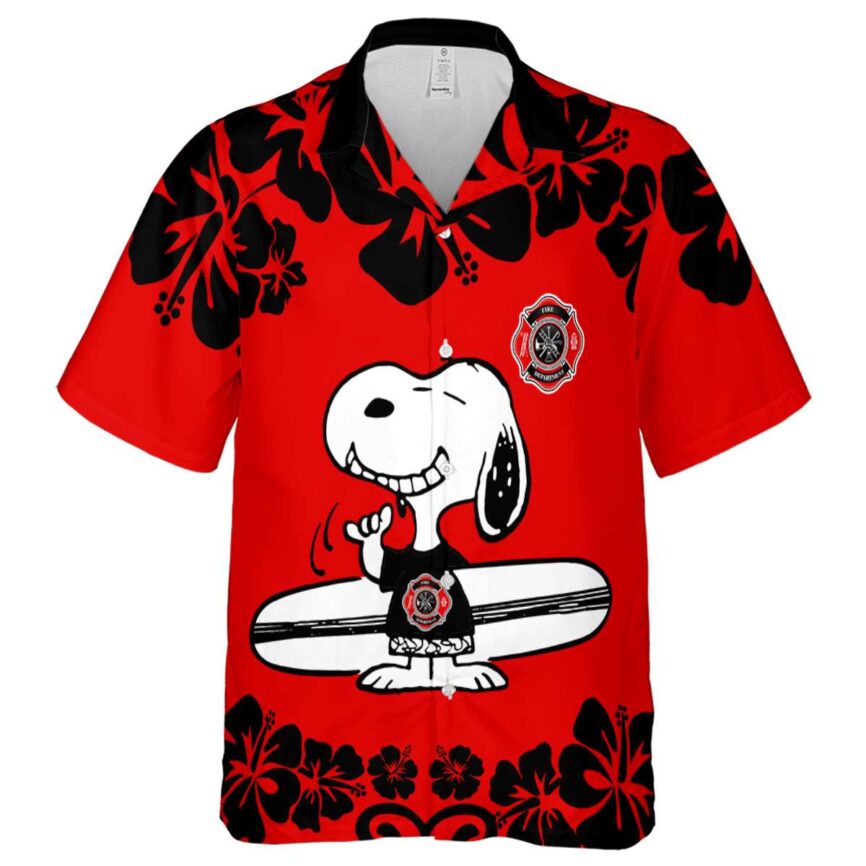 Custom Firefighter Surfing Snoopy Hawaiian Shirt Fashion forward