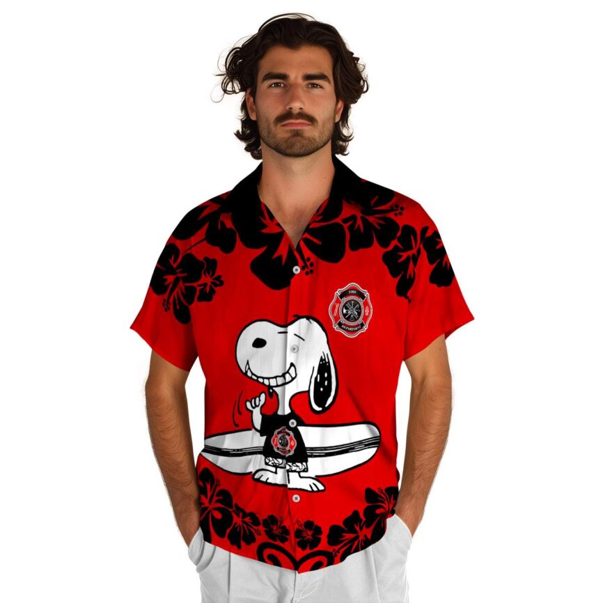 Custom Firefighter Surfing Snoopy Hawaiian Shirt New Arrival