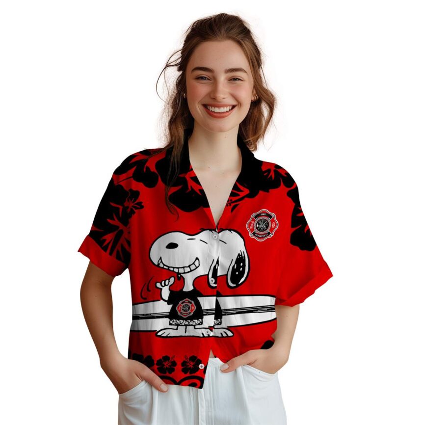 Custom Firefighter Surfing Snoopy Hawaiian Shirt Top rated