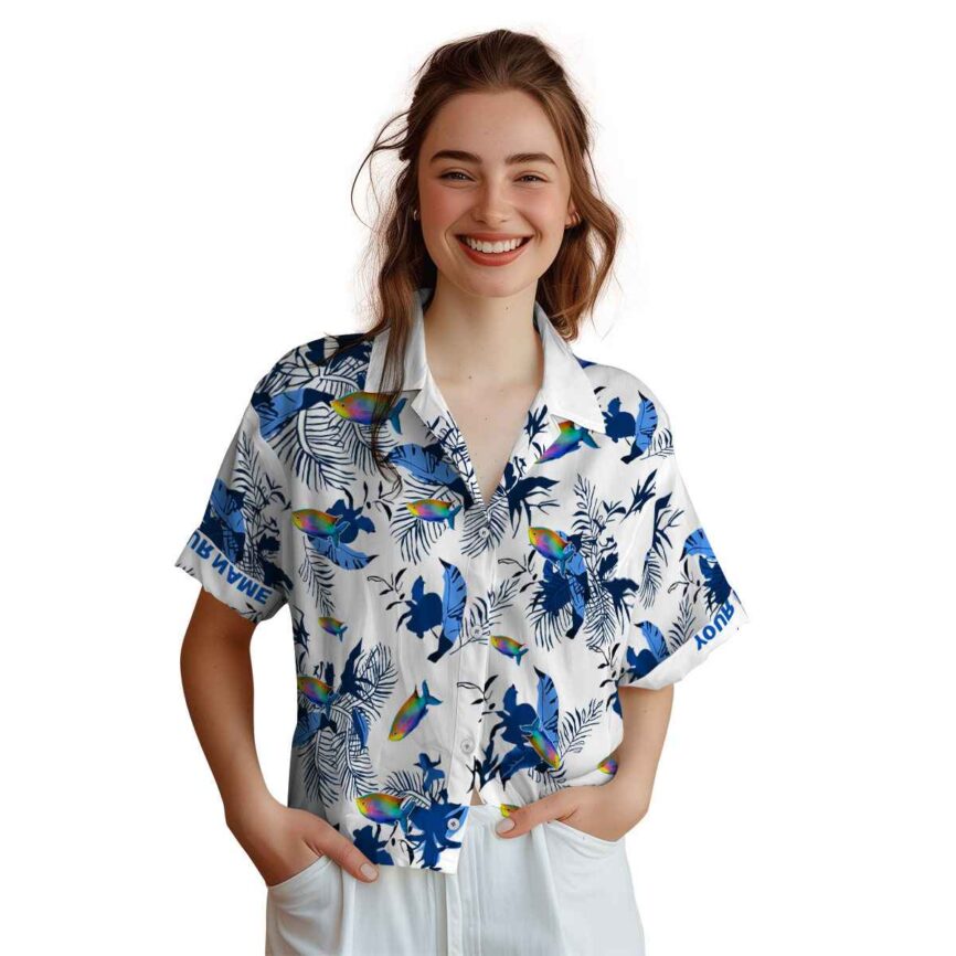 Custom Fish Leafy Accents Hawaiian Shirt Top rated