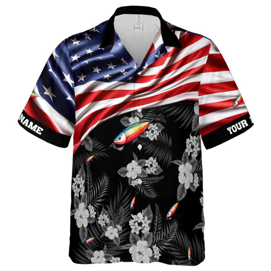 Custom Fishing US Flag Themed Hawaiian Shirt Fashion forward