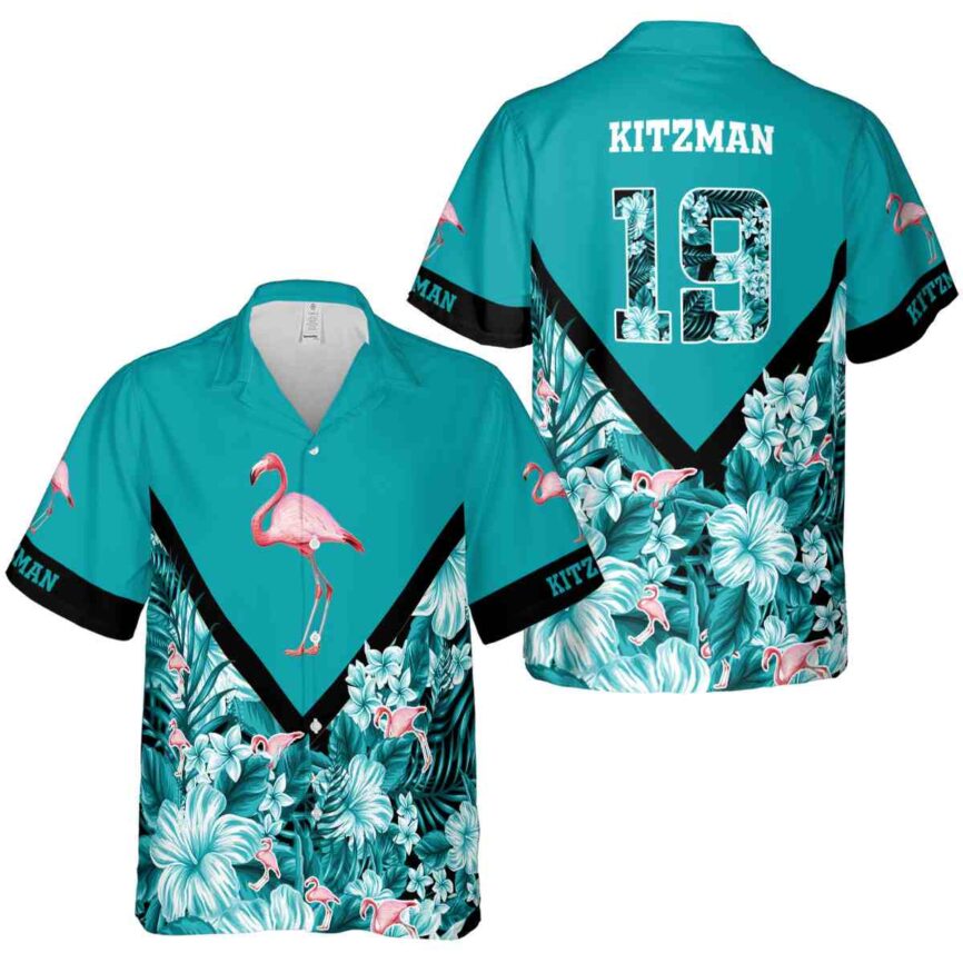 Custom Flamingo Bold Floral Number Hawaiian Shirt Premium grade