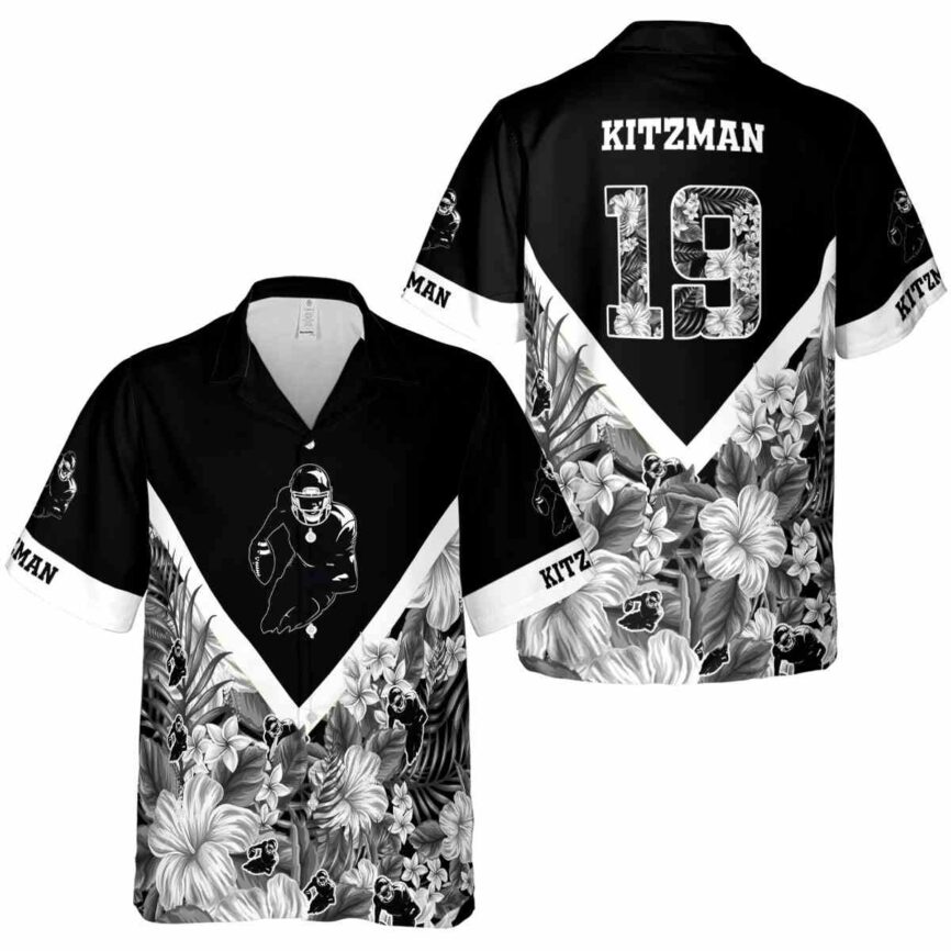 Custom Football Bold Floral Number Hawaiian Shirt Premium grade