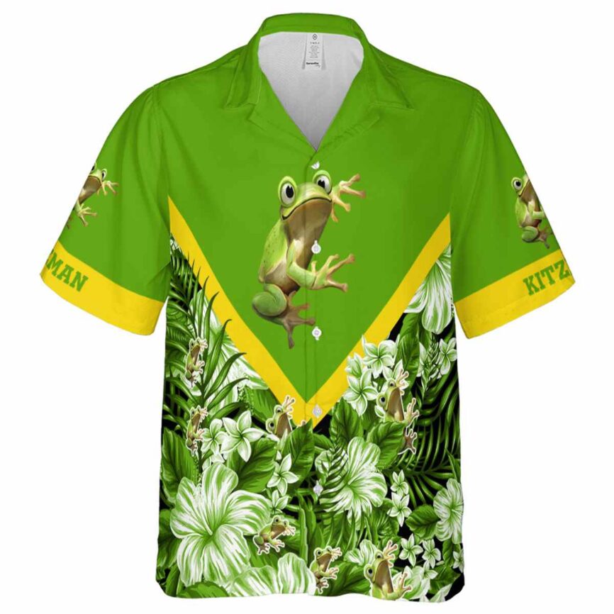 Custom Frog Bold Floral Number Hawaiian Shirt Fashion forward