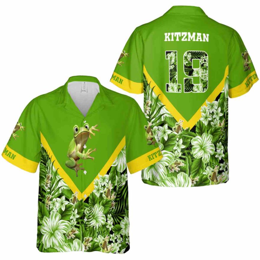 Custom Frog Bold Floral Number Hawaiian Shirt Premium grade