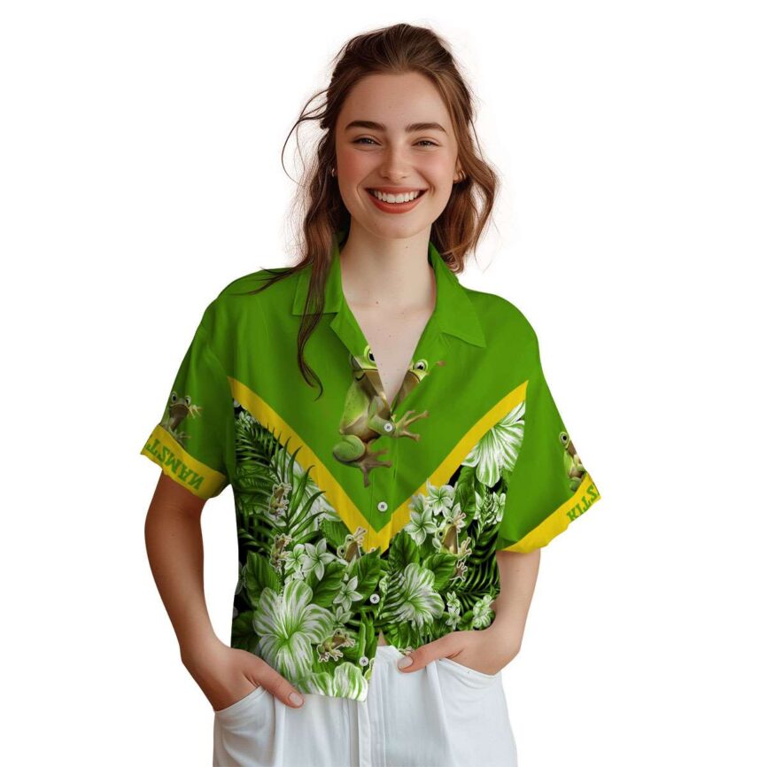 Custom Frog Bold Floral Number Hawaiian Shirt Top rated