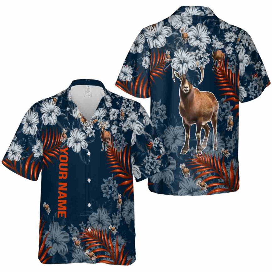 Custom Goat Hibiscus Pattern Hawaiian Shirt Premium grade