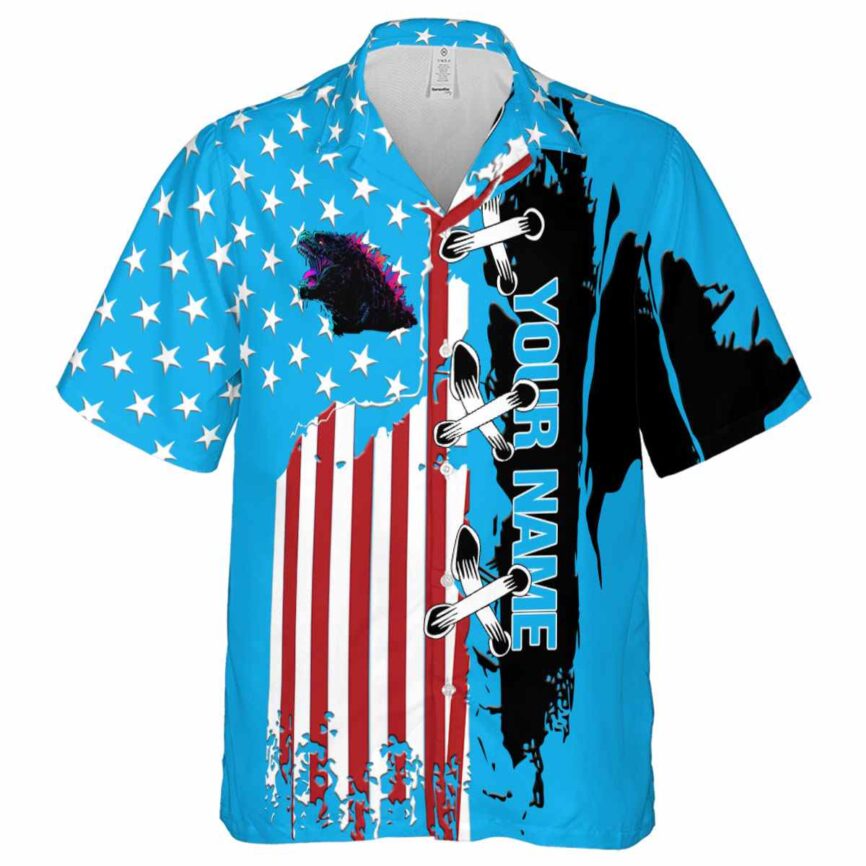 Custom Godzilla Flag Stitches Hawaiian Shirt Fashion forward