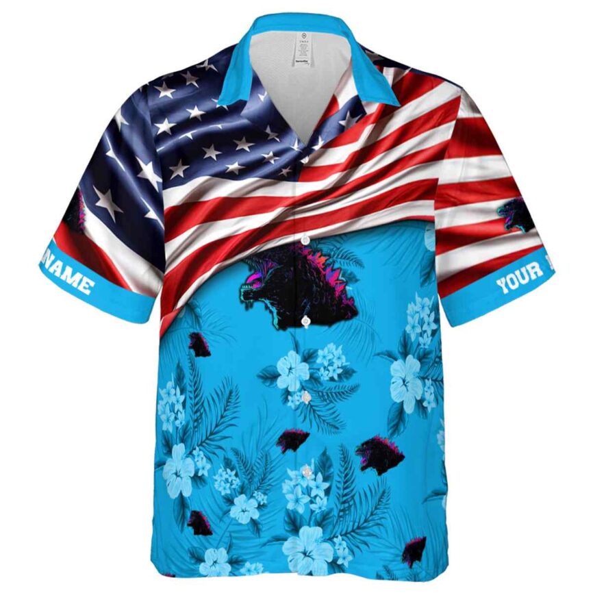 Custom Godzilla US Flag Themed Hawaiian Shirt Fashion forward