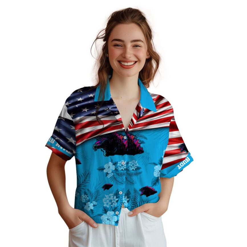 Custom Godzilla US Flag Themed Hawaiian Shirt Top rated