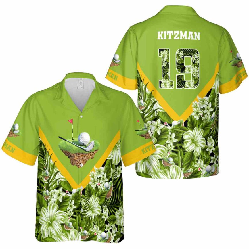 Custom Golf Bold Floral Number Hawaiian Shirt Premium grade