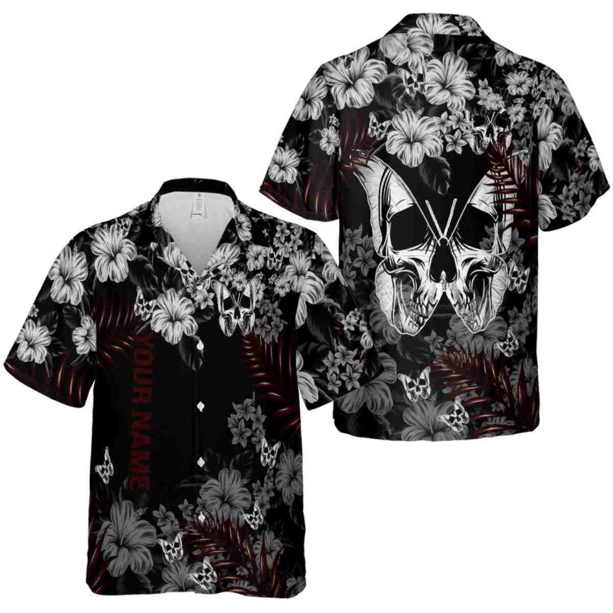 Custom Goth Hibiscus Pattern Hawaiian Shirt Premium grade