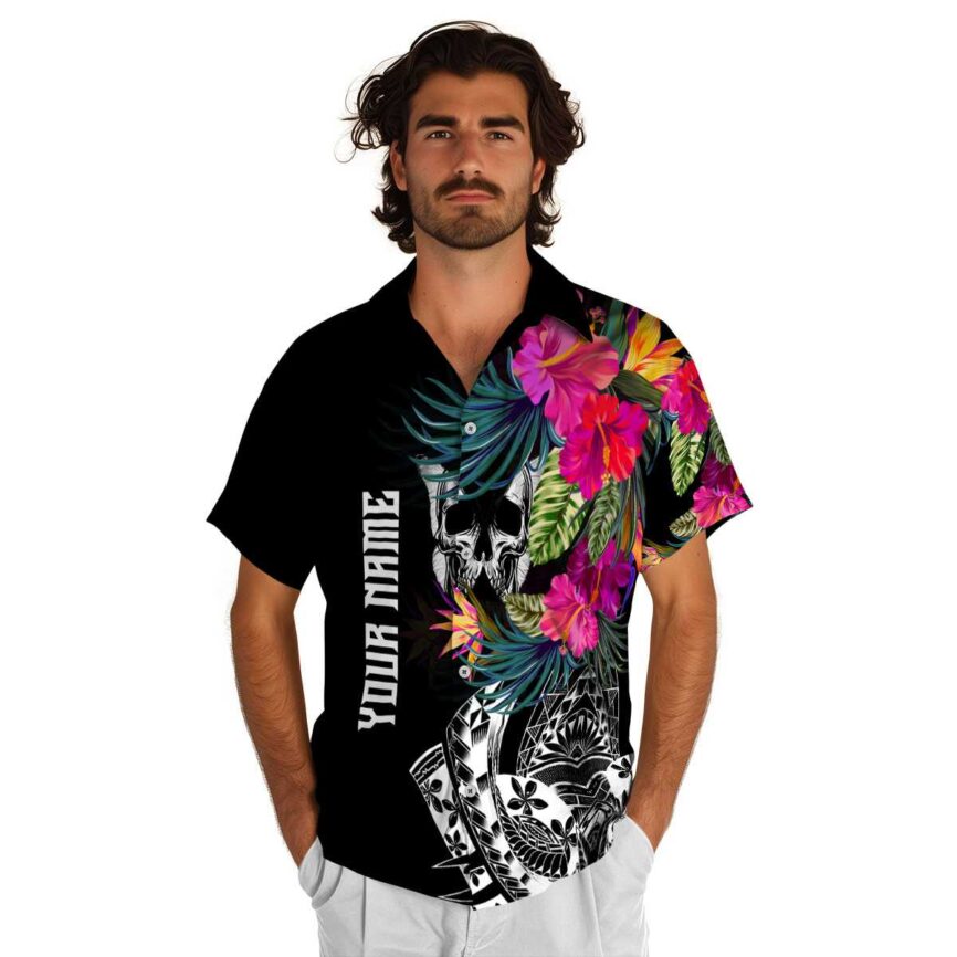 Custom Goth Polynesian Flowers Hawaiian Shirt New Arrival