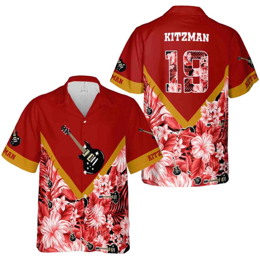 Custom Guitar Bold Floral Number Hawaiian Shirt Premium grade