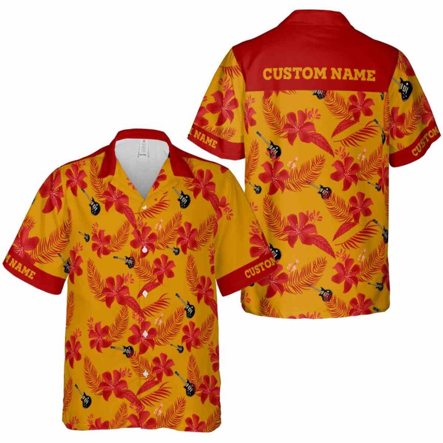 Custom Guitar Tropical Flower Hawaiian Shirt Premium grade