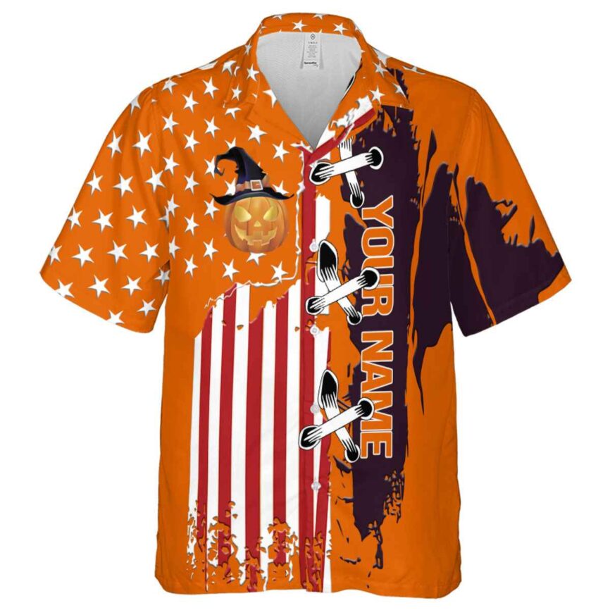 Custom Halloween Flag Stitches Hawaiian Shirt Fashion forward